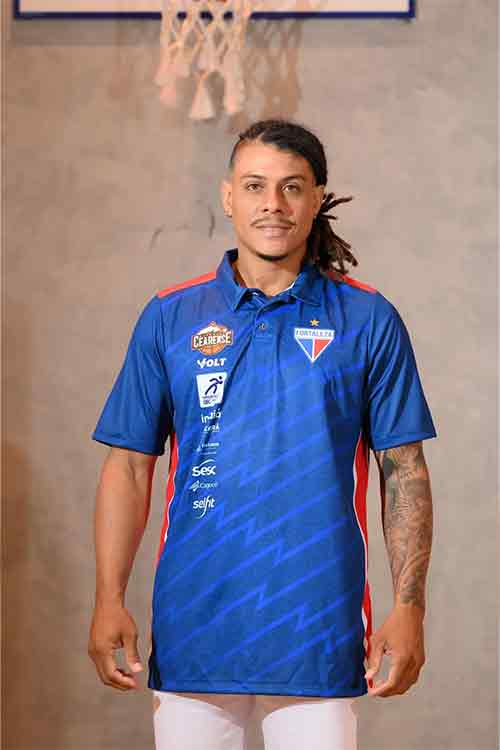 Camisa Polo Basquete Jogo Fortaleza Masculina Azul 2025 Volt